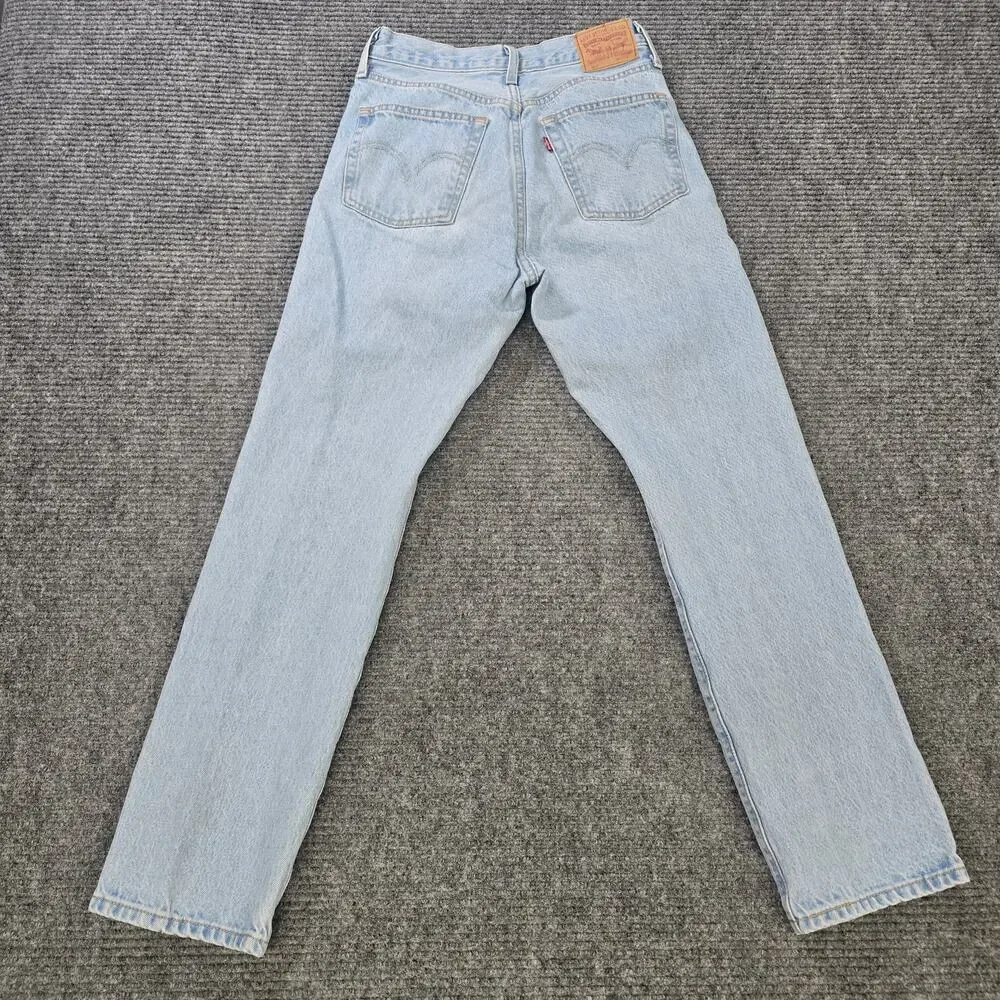Levi's 501 Jeans Womens 26x30 Light Wash Distressed Straight Leg - Picture 2 of 9